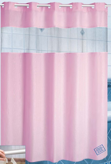 Shower Curtain No 1050 Pink Hookless 1, Hookless Fabric Shower Curtain With Clear Window